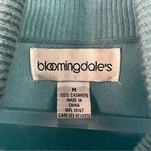 100% Cashmere | Bloomingdale’s Aqua Long Sleeve Turtleneck Sweater | Medium - Picture 5 of 6